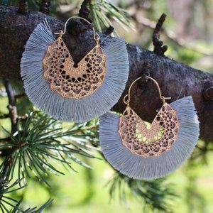 ANTHROPOLOGIE Amelia Filigree Fringe Hoop Earrings